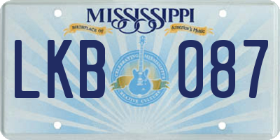 MS license plate LKB087