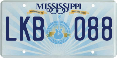 MS license plate LKB088