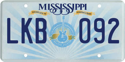 MS license plate LKB092