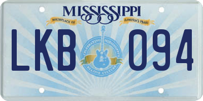 MS license plate LKB094