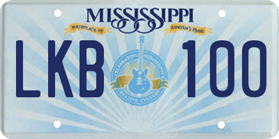MS license plate LKB100