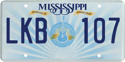 MS license plate LKB107