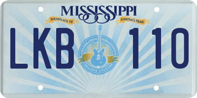 MS license plate LKB110