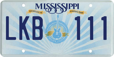 MS license plate LKB111