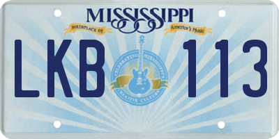 MS license plate LKB113