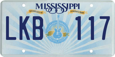 MS license plate LKB117