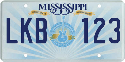 MS license plate LKB123