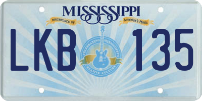 MS license plate LKB135