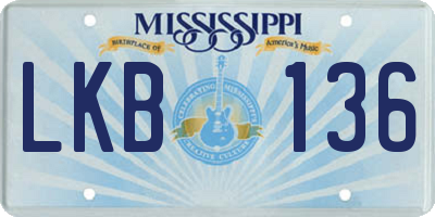 MS license plate LKB136