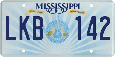 MS license plate LKB142