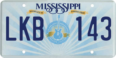 MS license plate LKB143