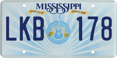 MS license plate LKB178