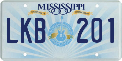 MS license plate LKB201