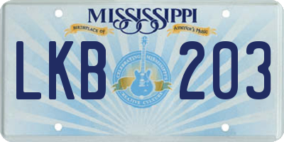 MS license plate LKB203