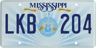 MS license plate LKB204