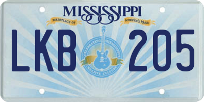 MS license plate LKB205