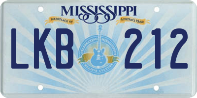 MS license plate LKB212
