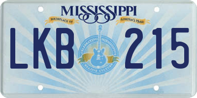 MS license plate LKB215