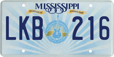 MS license plate LKB216