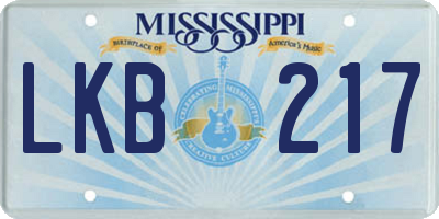 MS license plate LKB217