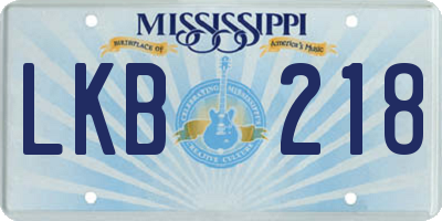 MS license plate LKB218