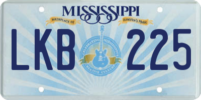 MS license plate LKB225