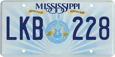 MS license plate LKB228