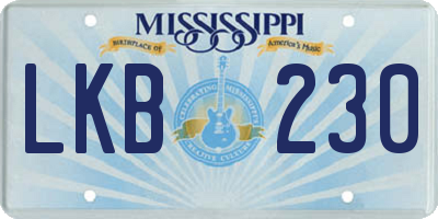 MS license plate LKB230