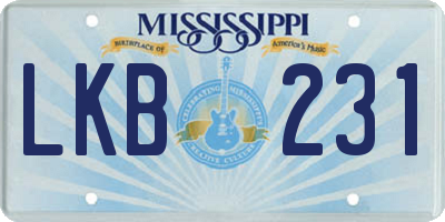 MS license plate LKB231