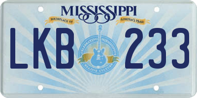 MS license plate LKB233
