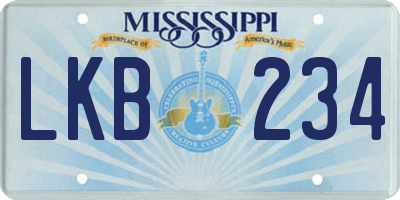 MS license plate LKB234