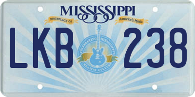 MS license plate LKB238