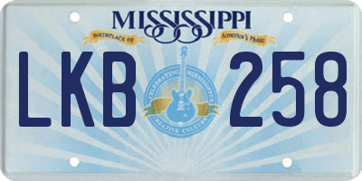 MS license plate LKB258