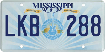 MS license plate LKB288