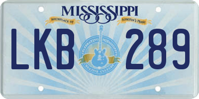 MS license plate LKB289