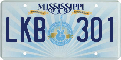 MS license plate LKB301