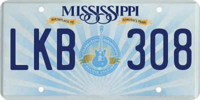 MS license plate LKB308
