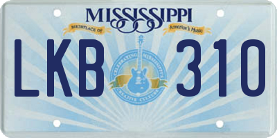 MS license plate LKB310