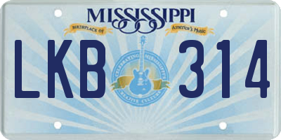 MS license plate LKB314