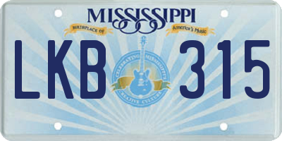 MS license plate LKB315
