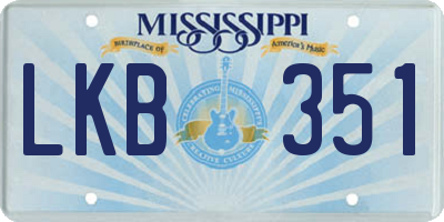 MS license plate LKB351