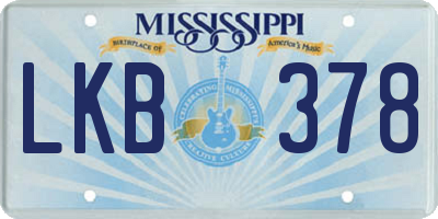 MS license plate LKB378