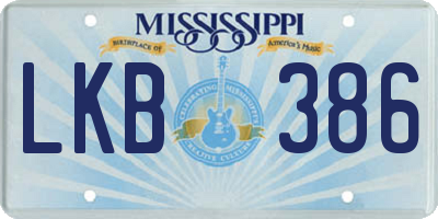 MS license plate LKB386