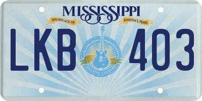 MS license plate LKB403