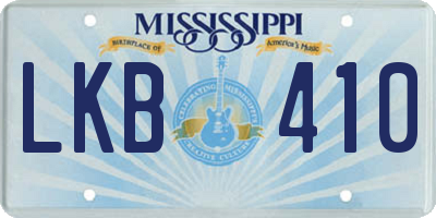 MS license plate LKB410