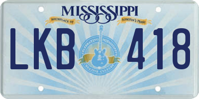 MS license plate LKB418