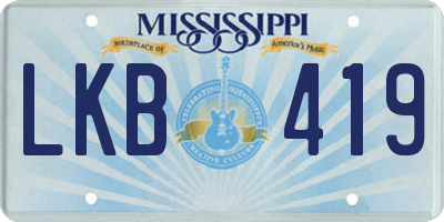 MS license plate LKB419