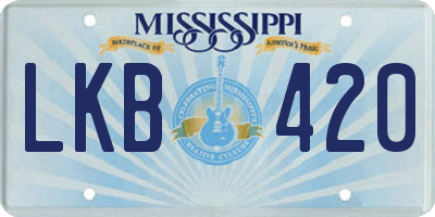 MS license plate LKB420