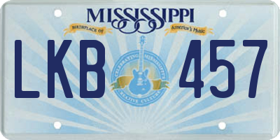 MS license plate LKB457