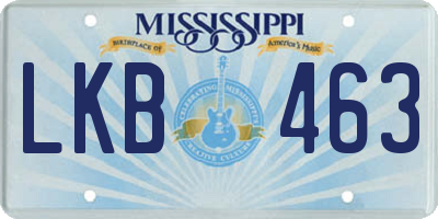 MS license plate LKB463